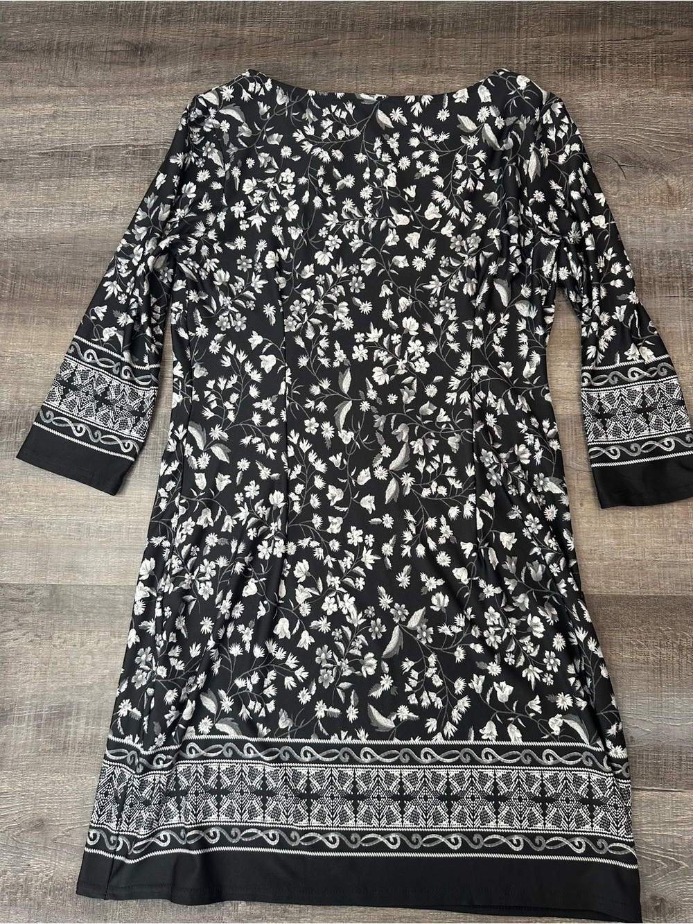 Primark Black and White Floral Border Midi Dress